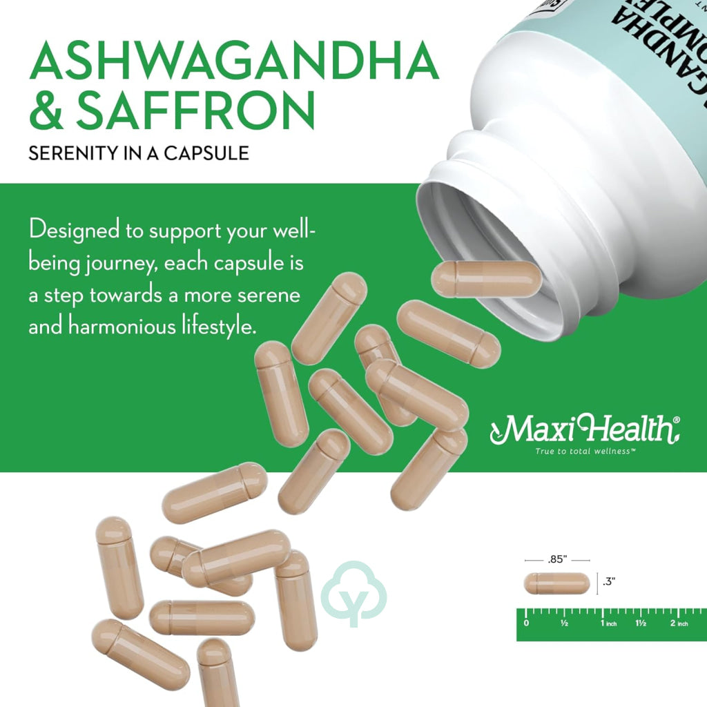 Ashwagandha Saffron Complex 60 Capsules Calm and Mood Support