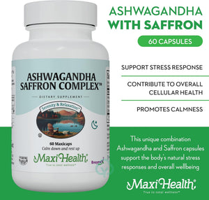 Ashwagandha Saffron Complex 60 Capsules Calm and Mood Support