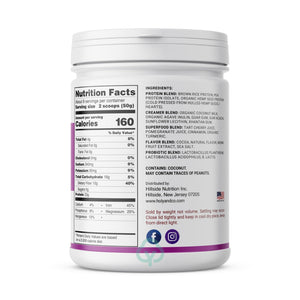 Holy And Co. Plant Based Protein Bcaa Amino Acid Powder Chocolate Vegan 1 Lb (16 Oz)