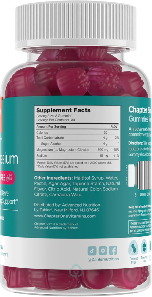 Magnesium Gummies Raspberry Flavor Sugar Free 60 Count