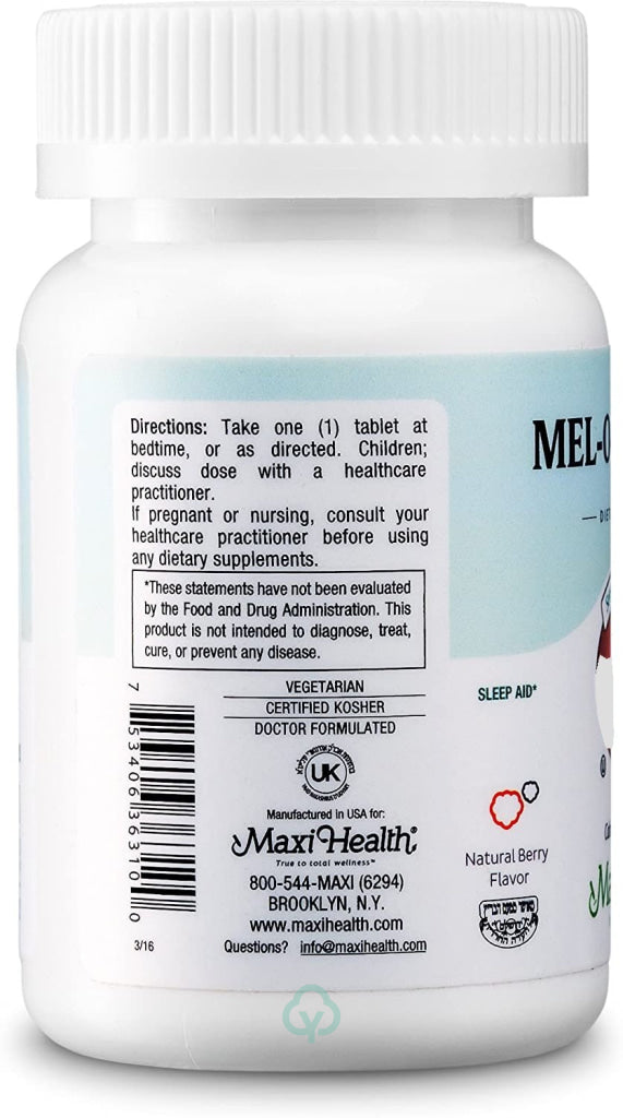 Mel-O-Chew Melatonin For Kids 3Mg Chewable Sleep Aid Tablets Berry Flavor 100 Count White