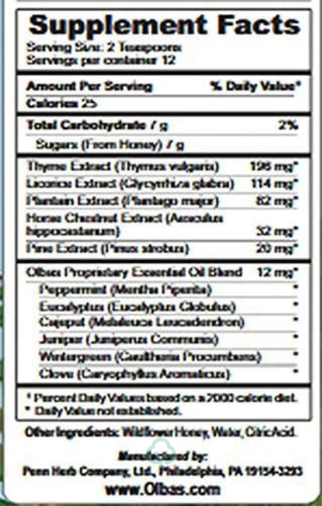 Olbas Natural Cough Syrup/suppressant 4 Fl Oz (118 Ml)