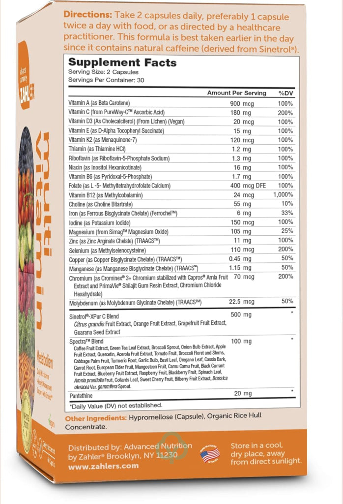 Zahler Multivitamin Metabolism 60 Capsules