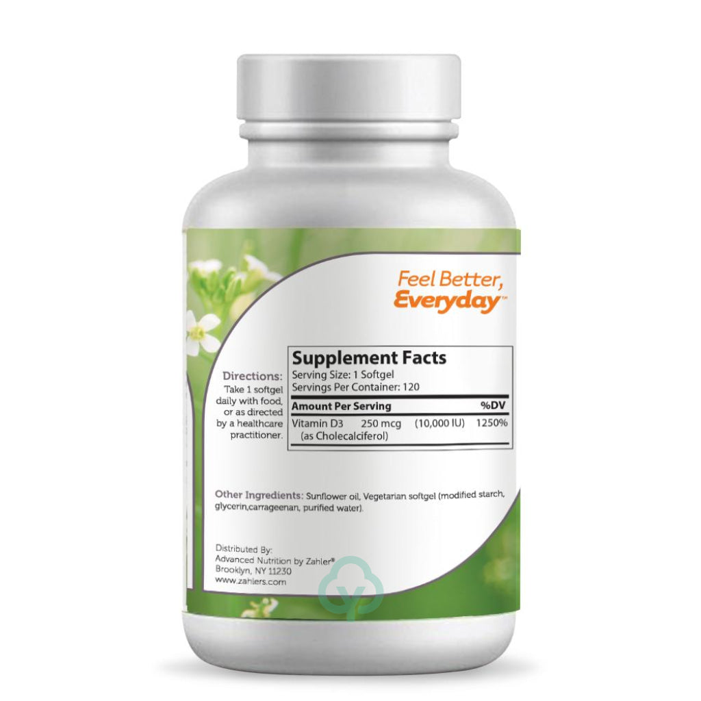 Zahler Vitamin D3 10 000 Iu General Health